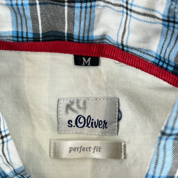 S.Oliver Men's  Blue & White Check Button Up Shirt size Medium - Picture 13 of 13